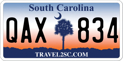 SC license plate QAX834