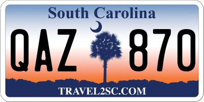 SC license plate QAZ870