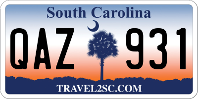SC license plate QAZ931