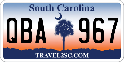 SC license plate QBA967