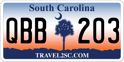 SC license plate QBB203
