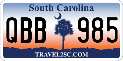 SC license plate QBB985