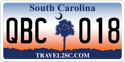 SC license plate QBC018