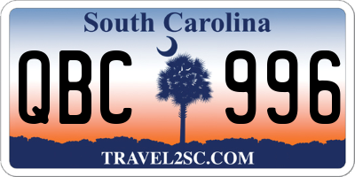 SC license plate QBC996
