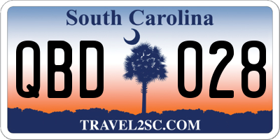SC license plate QBD028