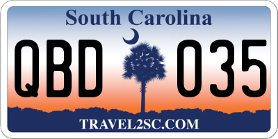 SC license plate QBD035