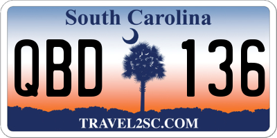 SC license plate QBD136
