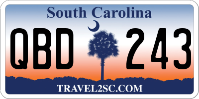 SC license plate QBD243