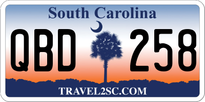SC license plate QBD258