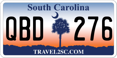SC license plate QBD276