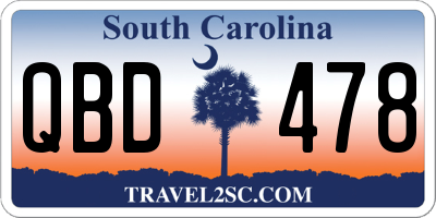 SC license plate QBD478