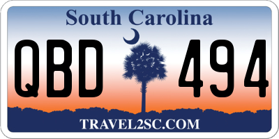 SC license plate QBD494