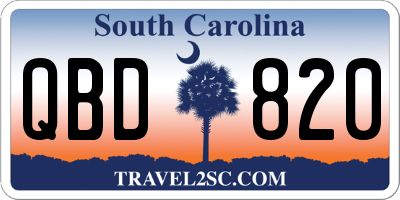 SC license plate QBD820