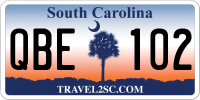 SC license plate QBE102