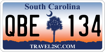 SC license plate QBE134