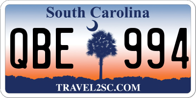 SC license plate QBE994