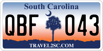 SC license plate QBF043