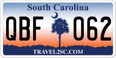 SC license plate QBF062
