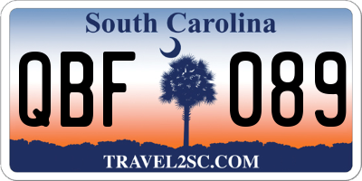 SC license plate QBF089