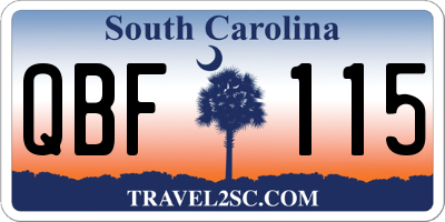 SC license plate QBF115