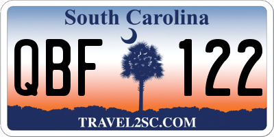 SC license plate QBF122