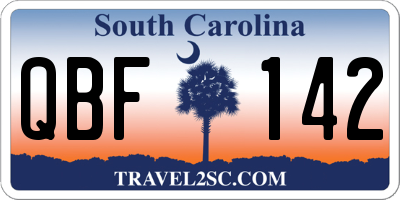 SC license plate QBF142