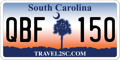 SC license plate QBF150