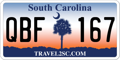 SC license plate QBF167