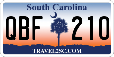 SC license plate QBF210