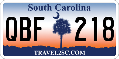 SC license plate QBF218