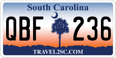SC license plate QBF236