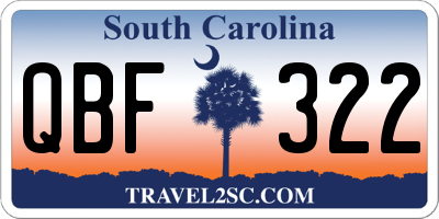 SC license plate QBF322