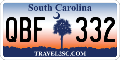 SC license plate QBF332