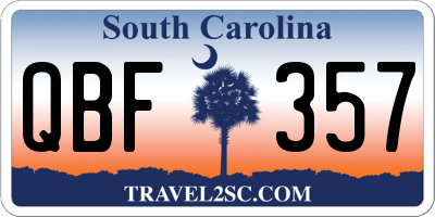 SC license plate QBF357