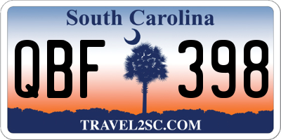 SC license plate QBF398