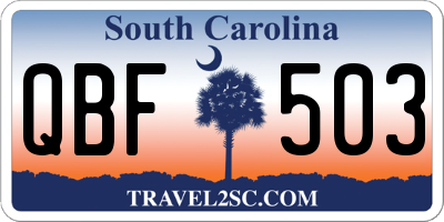 SC license plate QBF503
