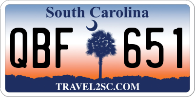 SC license plate QBF651