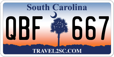 SC license plate QBF667