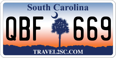 SC license plate QBF669