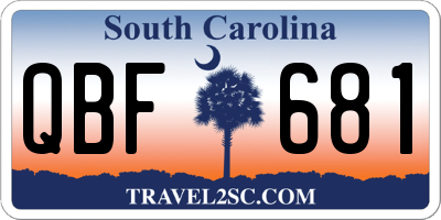 SC license plate QBF681