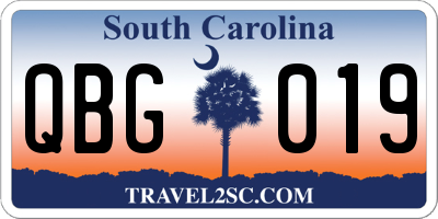 SC license plate QBG019