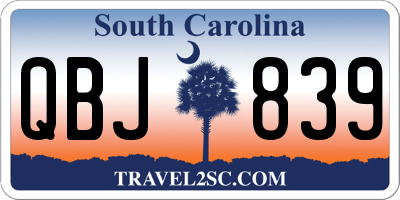 SC license plate QBJ839