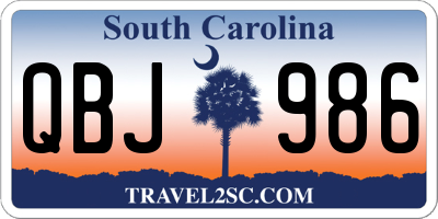 SC license plate QBJ986