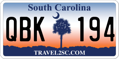 SC license plate QBK194