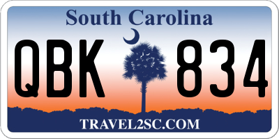 SC license plate QBK834