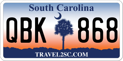 SC license plate QBK868