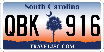 SC license plate QBK916