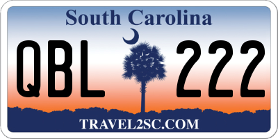 SC license plate QBL222