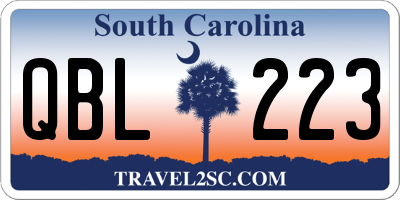 SC license plate QBL223