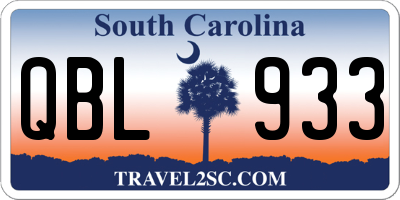 SC license plate QBL933